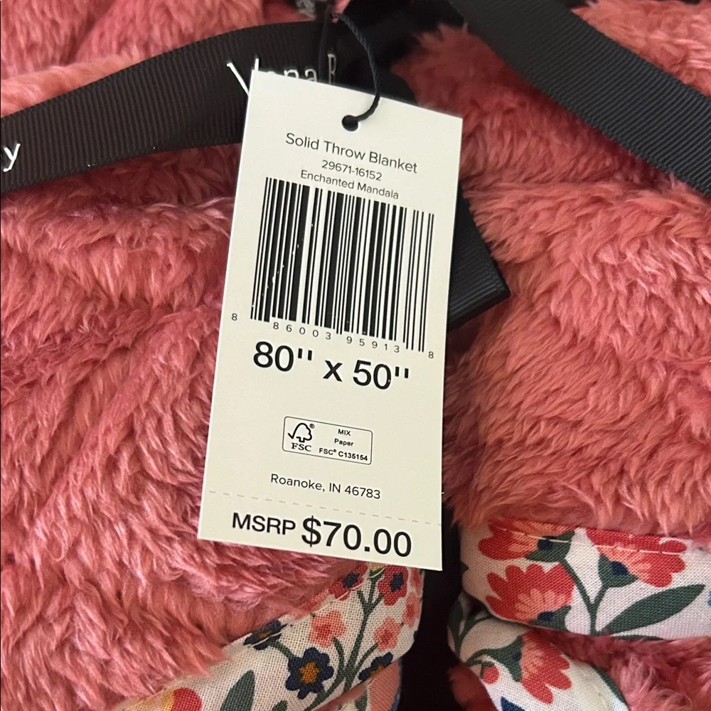 Vera Bradley Floral trim. Coral Throw Blanket - Picture 3 of 3